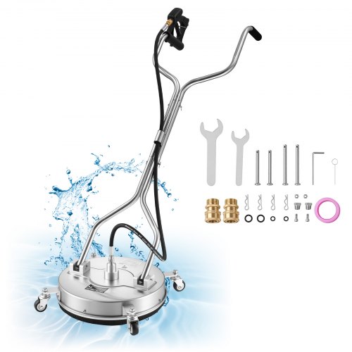 VEVOR Limpiador de Superficies para Hidrolimpiadora 138-276 bar con Ruedas, con Acero Inoxidable 430, 2 Boquillas Giratorias, Conector de 9,5 mm y Adaptadores M22-14/15 para Entradas, Patios y Aceras