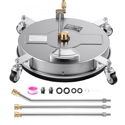 VEVOR Limpiador de Superficies para Hidrolimpiadora 41,9 cm con 4 Ruedas, con 2000-4000 PSI (138-276 bar), Acero Inoxidable 430, Adaptador de 30° y Conector 6,35 mm para Suelos y Bajos de Vehículos