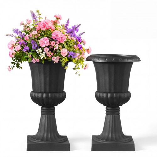 VEVOR Maceta de Urna de Plástico, 40 x 67 cm, 2 Piezas, Maceta Clásica para Interiores, Exteriores, Bodas, Fiestas, Eventos, Escenarios, Entradas, Pasillos, Jardines, Balcones, y Patios, Negro