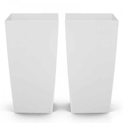 VEVOR Macetas Altas para Plantas 750 mm, Paquete de 2 Piezas, Maceteros Grandes para Interior y Exterior, con Ruedas Depósito, Diseño Moderno, Plástico, Decoración para Jardín Patio Hogar, Blanco