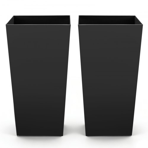 VEVOR Macetas Altas para Plantas 750 mm, Paquete de 2 Piezas, Maceteros Grandes para Interior y Exterior, Cónico Cuadrado con Ruedas Depósito Tapón de Drenaje, Plástico, para Jardín Patio Salón, Negro