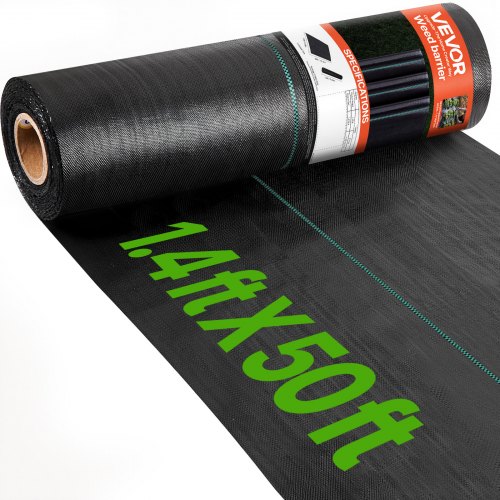 VEVOR Malla Antihierbas 0,4 x 15,2 m, 90 g/m², Tela Geotextil para Control de Maleza Polipropileno Tejido de Alta Densidad para Ventilación, Invernaderos, Drenaje, Jardines, Exterior, Caminos de Grava