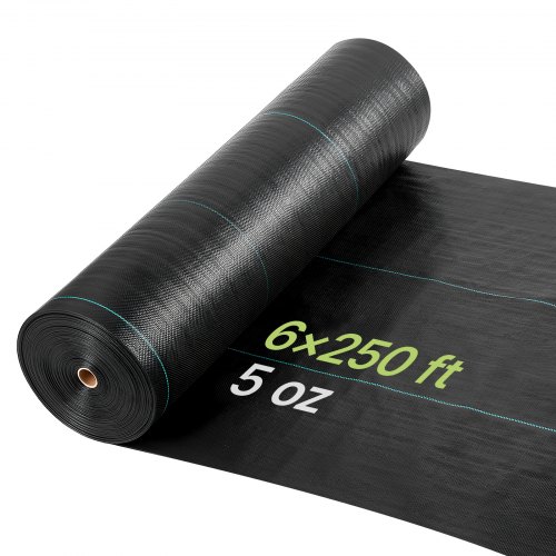 VEVOR Malla Antihierbas 1,8 x 76,2 m 168 g/m², Tela Geotextil para Control de Maleza Polipropileno Tejido de Alta Densidad para Jardines, Invernaderos, Caminos de Grava, Drenaje, Exterior, Ventilación