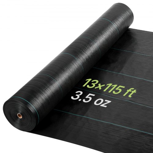 VEVOR Malla Antihierbas 4 x 35,1 m, 100 g/m², Tela Geotextil para Control de Maleza Polipropileno Tejido de Alta Densidad para Exterior, Ventilación, Drenaje, Invernaderos, Jardines, Caminos de Grava