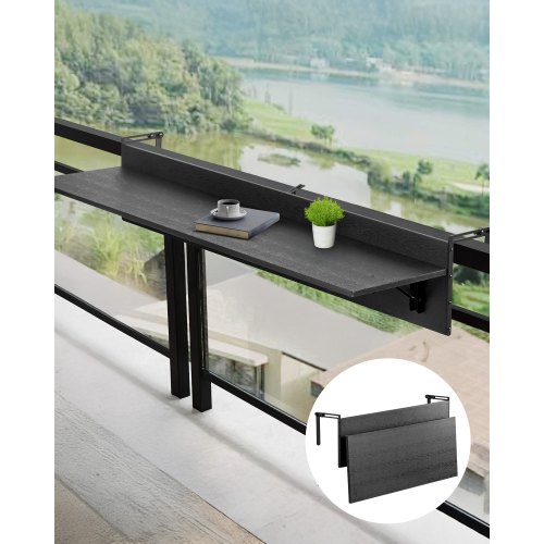VEVOR Mesa Colgante para Balcón, Mesa Plegable 1220 x 450 x 240 mm con Barandilla para Balcón al Aire Libre, Carga de 22,68 kg, se Adapta a Barandillas de 1-5,91", Mesa para Patio y Terraza