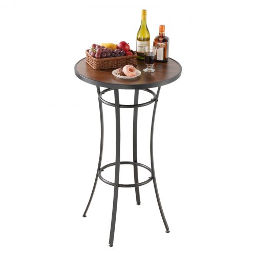 VEVOR Mesa Redonda de Bar para Exteriores, Mesa de Bistró de 600 x 600 x 1000 mm, Mesas de Patio con Estructura Metálica Resistente, Mueble de Mostrador para Comedor, Balcón, Jardín y Piscina