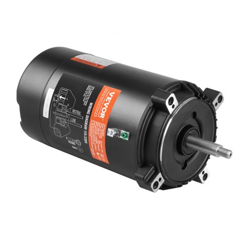 VEVOR Motor de Bomba de Piscina de 1 HP 56J 115 V (9,8 A)/230 V (4,9 A) 3450 RPM factor de trabajo 1,4 Condensador de 90 µF/250 V Motor de Repuesto con Brida Giratoria Redonda CCW para Piscinas