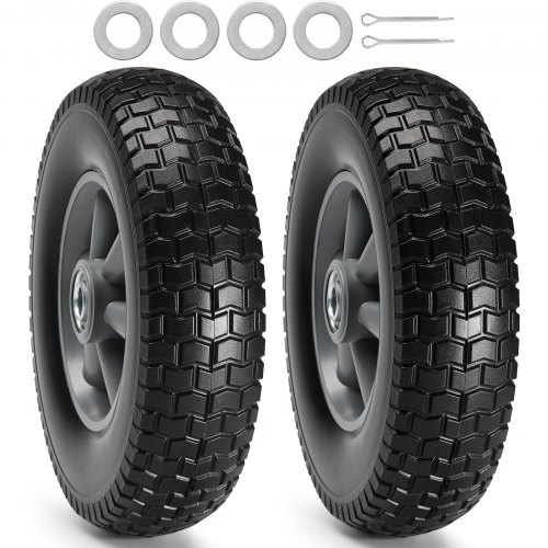 VEVOR Pack de 2 ruedas macizas de PU de 254 mm para carros de jardín - 82 kg