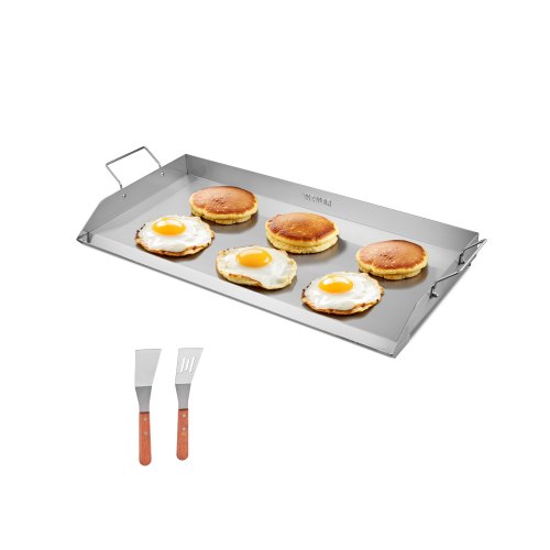 VEVOR Parrilla de Acero Inoxidable Universal Rectangular 809 x 370 mm con Superficie Plana, Plancha de Gas para Barbacoa, Utensilios de Cocina Familiares Portátiles con Asa, Alta Compatibilidad