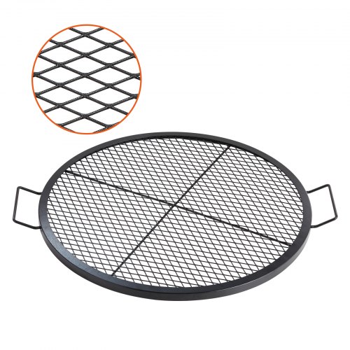 VEVOR Parrilla de Barbacoa Cocina de Acero Redonda Diámetro de 76 cm, Capacidad de Carga de 20 kg, Material de Utensilios con Marca X para Chimenea, Brasero, Barbacoa, Pícnic, Camping, Jardín, Negro