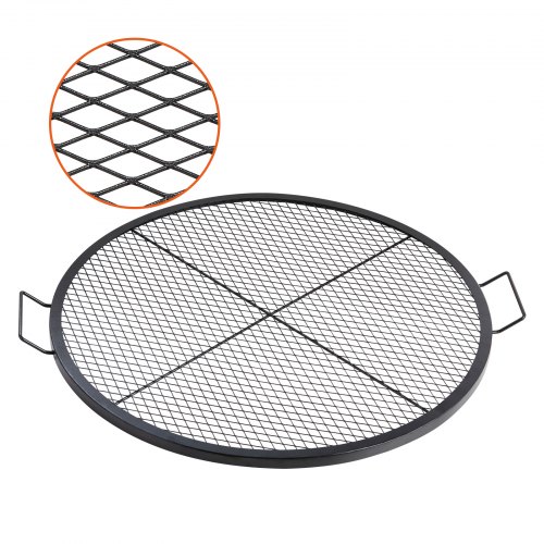 VEVOR Parrilla de Barbacoa Cocina de Acero Redonda Diámetro de 91 cm, Capacidad de Carga de 20 kg, Material de Utensilios con Marca X para Chimenea, Brasero, Barbacoa, Pícnic, Camping, Jardín, Negro
