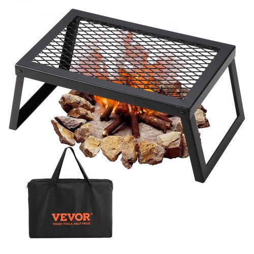 VEVOR Parrilla Plegable para Fogata 458x305x205mm Parrilla Portátil de Acero para Fuego de Campamento Equipo de Cocina para Fogata con Bolsa de Transporte con Patas Parrilla para Cocinar al Aire Libre