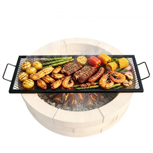 VEVOR Parrilla Rectangular de Barbacoa Cocina de Acero de 111 x 38 cm, Capacidad de Carga de 20 kg, Material de Utensilios con Marca X para Chimenea, Brasero, Barbacoa, Pícnic, Camping, Jardín, Negro