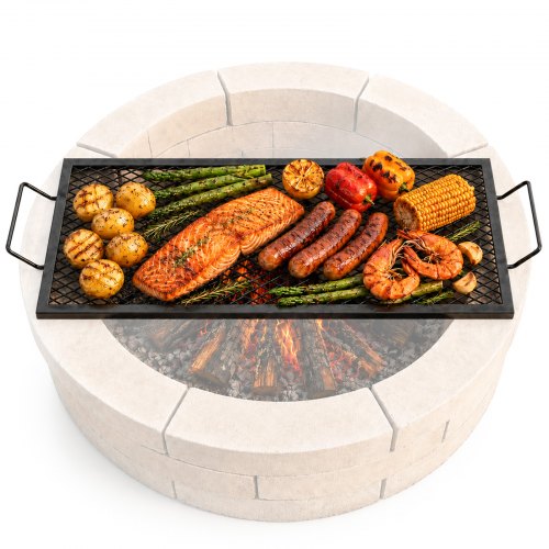 VEVOR Parrilla Rectangular de Barbacoa Cocina de Acero de 81 x 38 cm, Capacidad de Carga de 20 kg, Material de Utensilios con Marca X para Chimenea, Brasero, Barbacoa, Pícnic, Camping, Jardín, Negro