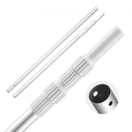 VEVOR Pértiga de Piscina, 1-3,66 m, Barra Telescópica Ajustable con Extensión, Barra para Limpieza de Piscinas Resistente para Redes Desnatadoras, Rastrillos, Cepillos y Cabezales de Aspiración