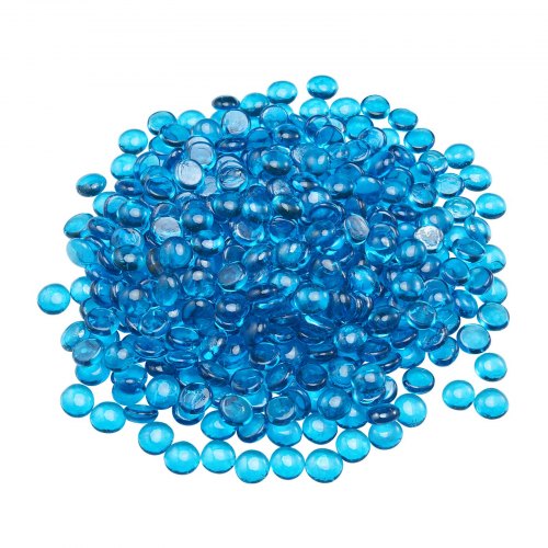 VEVOR Piedras de Vidrio para Chimenea de 4,5 kg, Resistente a Altas Temperaturas, con Cuentas de Vidrio Reflectantes de 19,05 mm, Ideal para Paisajismo de Mesas de Fogata, Color Azul Caribeño