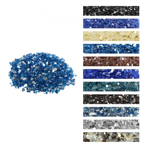 VEVOR Piedras de Vidrio Triturado Reflectante a Chimenea Resistentes a Altas Temperaturas, 4,5 kg, 12,7 mm, sin Humo, para Paisajismo de Piedra de Alto Brillo para Mesas de Fogata, Azul Pacífico