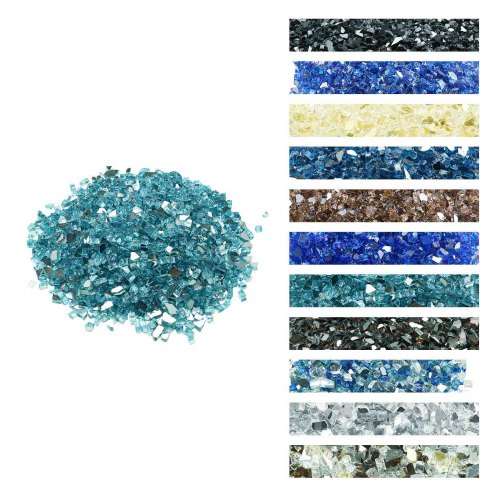 VEVOR Piedras de Vidrio Triturado Reflectante para Chimenea Resistentes a Altas Temperaturas, 4,5 kg, 12,7 mm, sin Humo, para Paisajismo de Piedra de Alto Brillo para Mesas de Fogata, Azul Agua