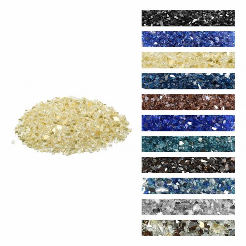 VEVOR Piedras de Vidrio Triturado Reflectante para Chimenea Resistentes a Altas Temperaturas, 4,5 kg, 12,7 mm, sin Humo, para Paisajismo de Piedra de Alto Brillo para Mesas de Fogata, Dorado