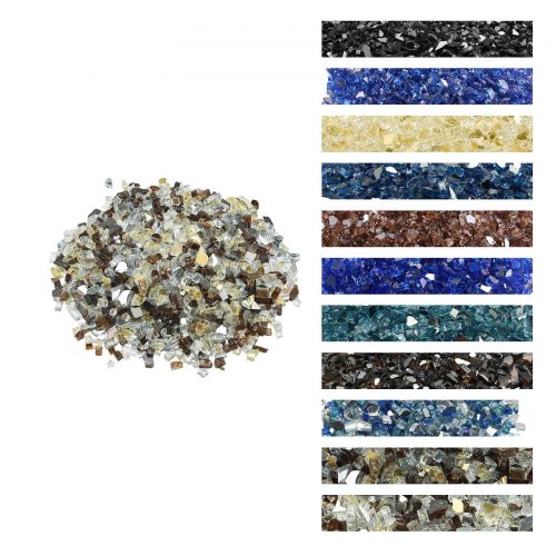 VEVOR Piedras de Vidrio Triturado Reflectante para Chimenea Resistentes a Altas Temperaturas de 600 ℃, 4,5 kg, 12,7 mm, para Mesa de Fogata, de Alto Brillo, Color Cobre, Transparente y Dorado
