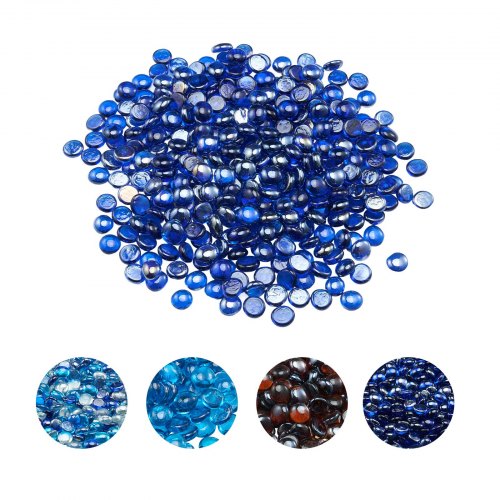 VEVOR Piedras para Chimenea Redondas y Planas Resistentes a Altas Temperaturas 9 kg, 19,05 mm, Reflectantes y sin Humo, para Paisajismo, Alto Brillo, para Mesas de Fogata, Color Azul Cobalto