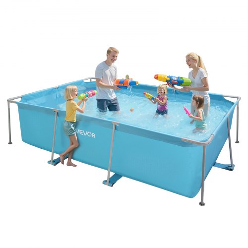 VEVOR Piscina Desmontable Tubular Rectangular 3000 x 2000 x 762 mm Material de 3 Capas Piscina Elevada con Estructura de Acero Marco de Soporte Resistente para Exteriores, Patios, Jardines, Azul