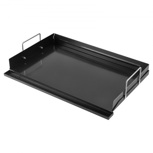 VEVOR Plancha para Barbacoa de Acero al Carbono, 61 x 40,6 cm, Portátil, Superficie Plana, con Asas Desmontables, Distribución Uniforme del Calor, para Estufas de Gas, Hornos y Fogatas, Negro