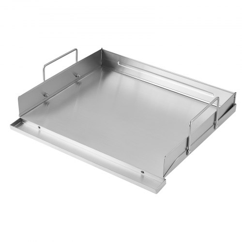 VEVOR Plancha para Barbacoa de Acero Inoxidable, 45,7 x 40,6 cm, Superficie Plana, para Estufas de Gas, Hornos y Fogatas, con Asas Desmontables, Distribución Uniforme del Calor, para Hamburguesas