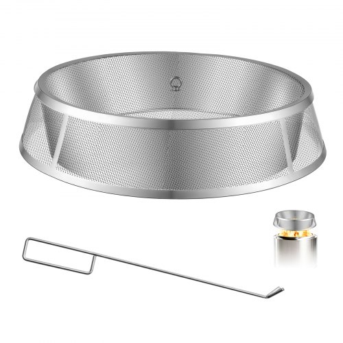 VEVOR Protector Antichispas para Brasero 66 cm SUS304 Pantalla Antichispas, con Rejilla para Asar, Placa Difusora de Calor, Atizador y Diseño Apilable para Solo Stove para Patio, Jardín y Camping