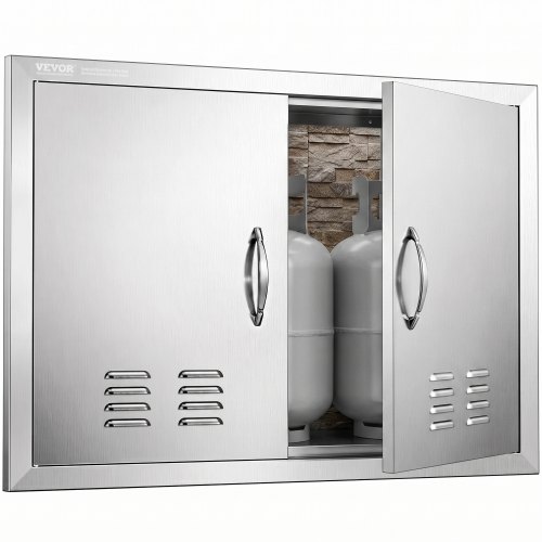 VEVOR Puerta de Acceso a Barbacoa 762 x 533 x 46 mm Puerta de Cocina Exterior Doble Puerta Empotrada de Acero Inoxidable con Manija para Isla de Barbacoa, Estación de Parrilla, Armario Exterior