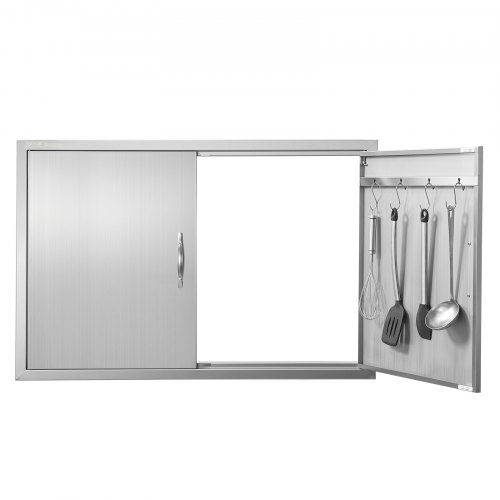 VEVOR Puerta de Acceso a Barbacoa 99 x 66 x 4,5 cm Puerta de Cocina Exterior Doble Puerta Empotrada de Acero Inoxidable con Manija para Isla de Barbacoa, Estación de Parrilla, Armario Exterior