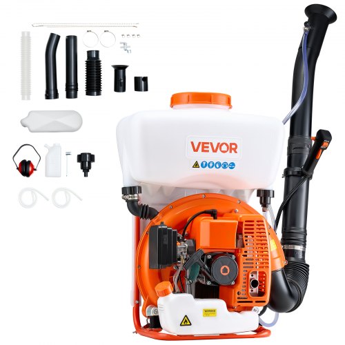 VEVOR Pulverizador de Mochila, 63 cc, Motor de 3 HP, con Tanque de 16 L, Sistema de Nebulización de Polvo y Líquido, para Jardinería, Agricultura e Invernaderos de Hortalizas, 490 x 290 x 660 mm