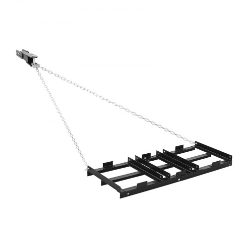 VEVOR Rastrillo Nivelador de Césped de Caminos de Entrada 122 x 50 cm, Cadena de 183 cm, Nivelador de Tierras Agrícolas de Acero, Herramienta de Nivelación para ATV, UTV, Tractor de Césped de Jardín