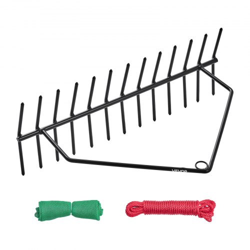 VEVOR Rastrillo para Malezas Acuáticas, Rastrillo Doble Cara para Malezas de Lago 610 x 215 x 355 mm Herramienta Ligera con Cuerda y Orificio de Amarre para Limpiar Estanques, Lagos y Riachuelos