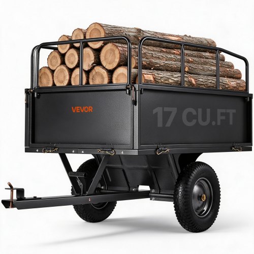 VEVOR Remolque Utilitario para Jardín, Remolque de Acero de 169 x 76 x 78 cm con Ruedas, Tracción Manual o Pedal, Carro de Jardín Resistente para Cortacésped, Tractor, Carga de 272,16 kg, Negro