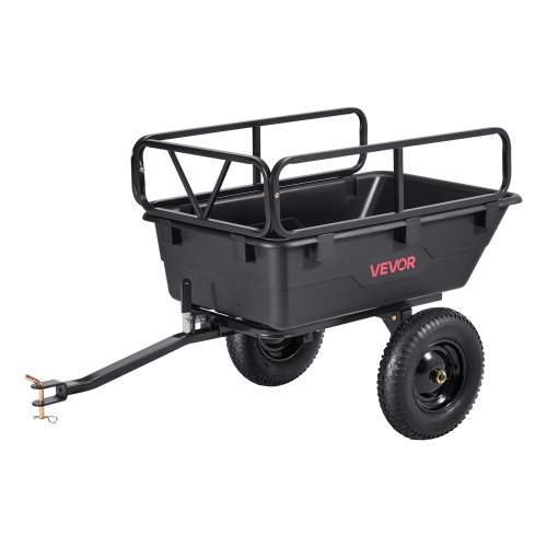 VEVOR Remolque Utilitario para Jardín, Remolque de Volteo de Polietileno 144 x 57,5 x 69 cm con Neumáticos, Tracción Manual o Pedal, Carro de Jardín Resistente para Cortacésped, Carga de 226,8 kg