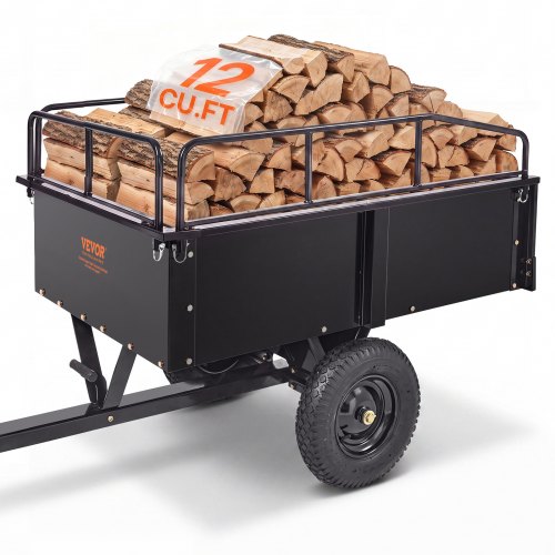 VEVOR Remolque Volquete Capacidad de Carga de 340kg Remolque Utilitario de Jardín Resistente con Laterales Extraíbles Carro de Transporte Volquete de 0,4m³ para Tractor, Cortacésped, ATV, 200x66x76 cm