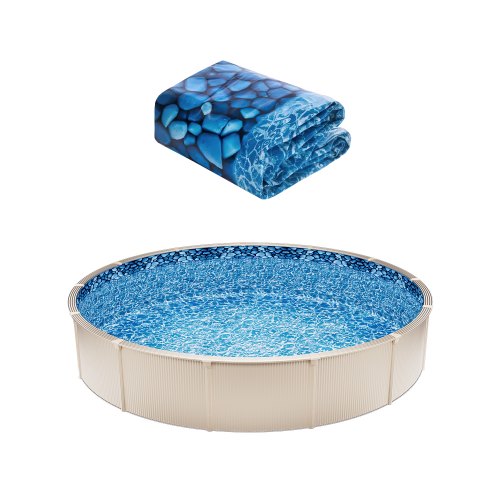 VEVOR Revestimiento para Piscina Elevada 640 cm Redonda Cubierta para Piscinas Superpuestos Vinilo de Calibre Estándar Altura de Pared 122-137 cm Diseñado para Piscinas Elevadas con Lados de Acero