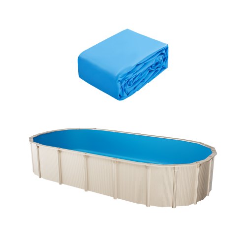 VEVOR Revestimiento para Piscina Ovalada 500x300 cm Calibre Estándar Revestimiento de Vinilo para Piscina de Altura de Pared de 120 cm Revestimiento de Repuesto para Piscinas Elevadas, Color Sólido