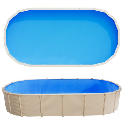 VEVOR Revestimiento para Piscina Ovalada PVC, Liner para Piscinas Elevadas Ovaladas de 375 x 732 cm, Altura de Pared 120 cm, Grosor 0,4 mm, Resistente al Desgarro, Sol y Frío para Jardín y Exterior
