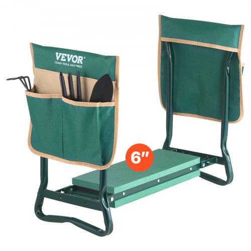 VEVOR Rodillera y Asiento de Jardín, 15 cm de Ancho Taburete para Arrodillarse, Asiento Plegable con 2 Bolsas de Herramientas, Alivia el Dolor de Rodillas y Espalda, Banco de Jardín Portátil