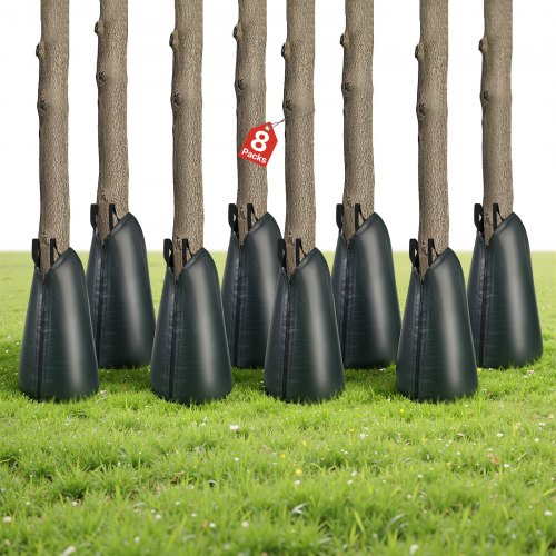 VEVOR Saco de Riego para Árboles 75,7 L, Paquete de 8 Unidades, Bolsa de Riego para Árboles con Cremallera, Geteo Lento y Relleno Sencillo, de Tejido PE Resistente a los Rayos UV, para Jardín Ciudad