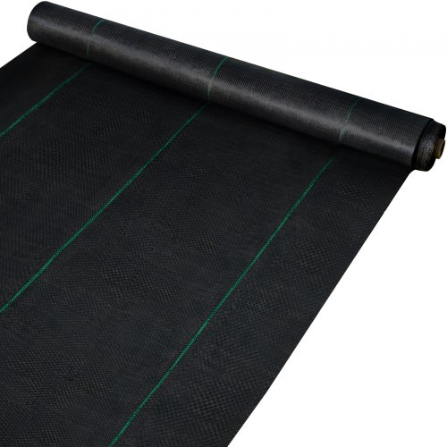 VEVOR Tela de Acolchado 91,4 x 2 m Tela de Control de Malezas Geotextil Jardín Lona PP Alta Permeabilidad Densidad Subyacente Textil para Cubierta del Suelo Jardinería Agricultura Huerto, Negro