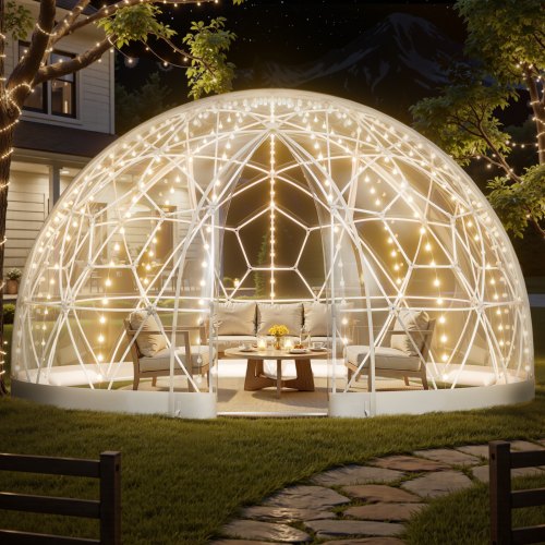 VEVOR Tienda de Campaña con Cúpula de Burbujas, 457 x 290 cm Tienda de Campaña Transparente de PVC para 10-14 Personas con Ventana para Exterior, Camping, Patio, Jardín, Fiesta, Cumpleaños, Boda