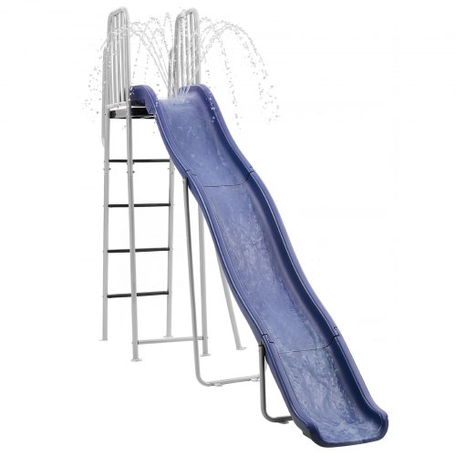 VEVOR Tobogán con Agua para Exterior 305 cm, Tobogán Independiente con Rociador Ajustable Incorporado para Grifo o Manguera, Escalera de Escalada, de Hierro y Plástico HDPE, para Piscina, Jardín