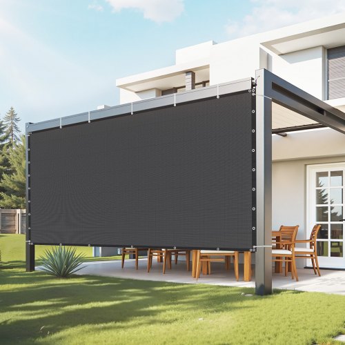VEVOR Toldo de Sombra 244x366 cm Tela Parasol con Ojales de Acero Inoxidable Red de Sombreado HDPE 140 g/m² Tejido de Protección con 30 Bridas para Exteriores, Patios, Jardines, Terrazas, Negro