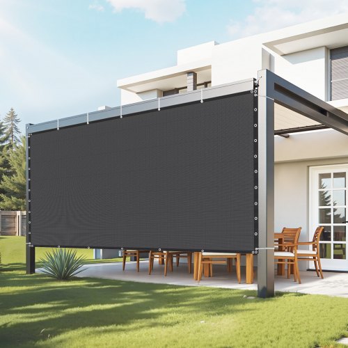 VEVOR Toldo de Sombra 305 x 366 cm Tela Parasol con Ojales de Acero Inoxidable Red de Sombreado HDPE 140 g/m² Tejido de Protección con 30 Bridas para Exteriores, Patios, Jardines, Terrazas, Negro