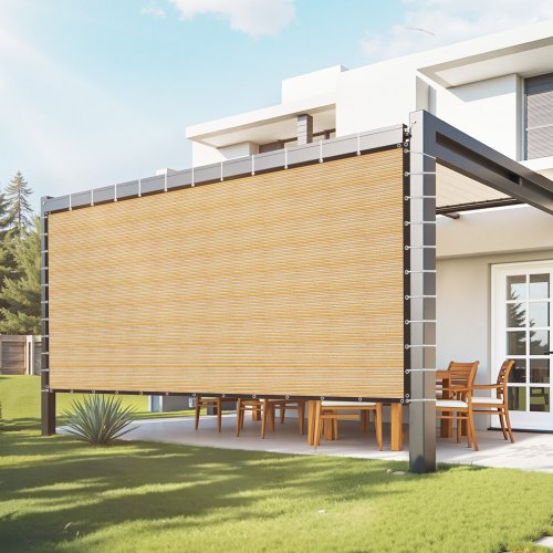 VEVOR Toldo de Sombra 366 x 610 cm Tela Parasol con Ojales de Acero Inoxidable Red de Sombreado HDPE 160 g/m² Tejido de Protección con 30 Bridas para Exteriores, Patios, Jardines, Terrazas, Beige