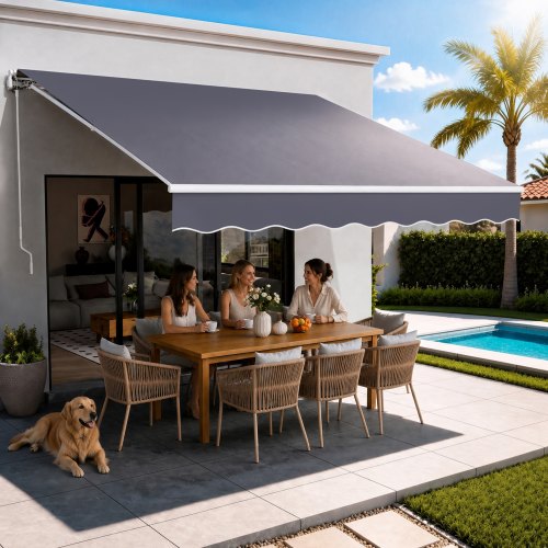 VEVOR Toldo retráctil 350 x 300 cm gris oscuro