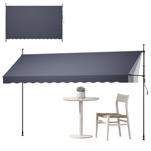 VEVOR Toldo retráctil sin taladro 400 cm gris oscuro